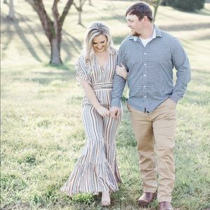 Striped Jumpsuit with Flare Legs